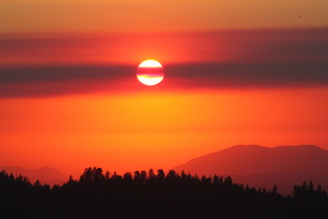 Coucher de soleil, parc national de Yosemite en Californie