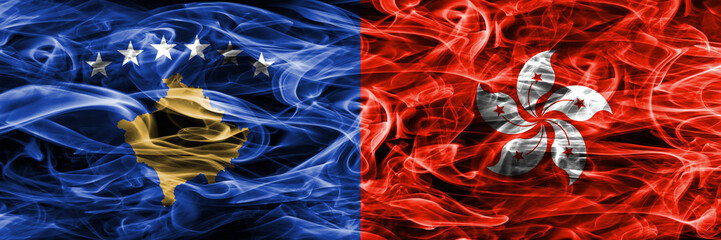 Kosovo vs Hong Kong smoke flags placed side by side
