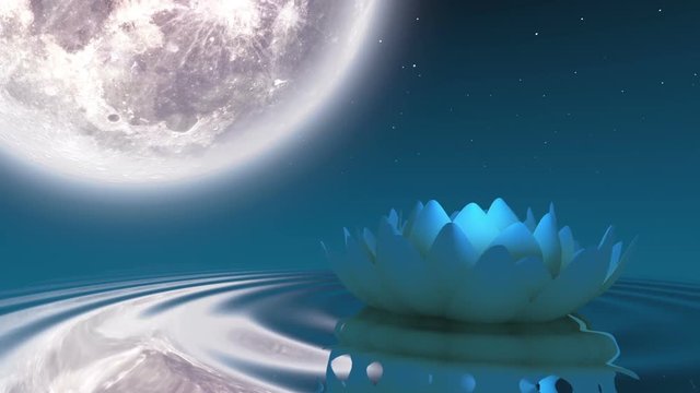Moon night lotus waves meditation relax loop