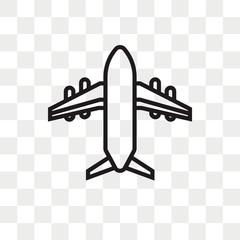 Airplane vector icon isolated on transparent background, Airplane logo design