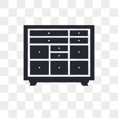Chest of drawers vector icon isolated on transparent background, Chest of drawers logo design