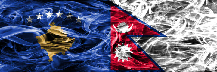 Kosovo vs Nepal smoke flags placed side by side