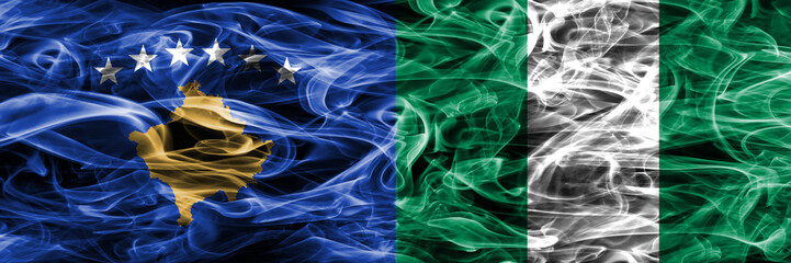 Kosovo vs Nigeria smoke flags placed side by side