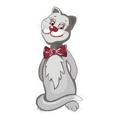 Grey cat with green eyes.