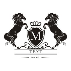 Monogram logo emblem template with horse. Graceful Luxury design.