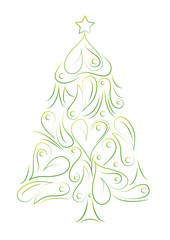 Abstarct single green christmas spruce, format vector and jpg.
