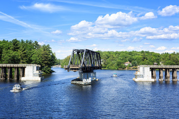 Swing bridge at Perry Island. 30000 Islands, Ontario, Canada