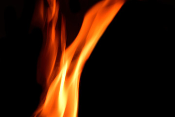 Fire flams on black background.