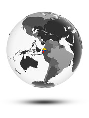Ecuador on political globe isolated