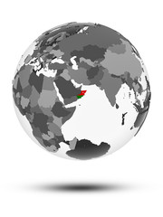 Oman on political globe isolated