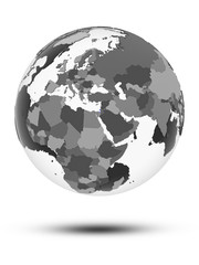 Israel on political globe isolated