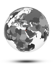 Jordan on political globe isolated