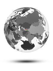 Tajikistan on political globe isolated