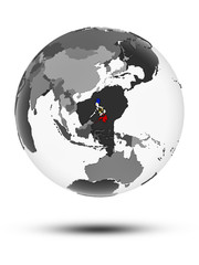 Philippines on political globe isolated