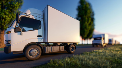 Trucks on the Road in Broad Daylight