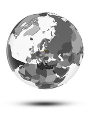 Lithuania on political globe isolated
