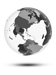 Bahamas on political globe isolated