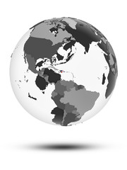Dominican Republic on political globe isolated