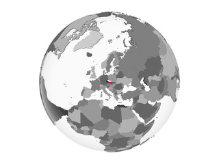 Czech republic with flag on globe isolated