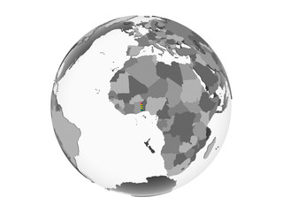 Togo with flag on globe isolated