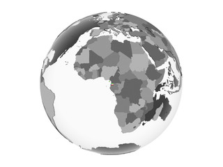 Equatorial Guinea with flag on globe isolated