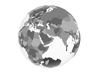 Qatar with flag on globe isolated