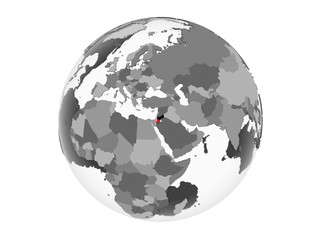 Jordan with flag on globe isolated