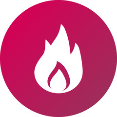 Vector ilustración icono rosa para comercios y web con dibujo de llama fuego