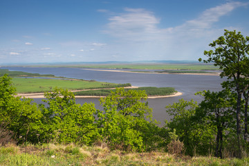 The Amur River near the town of Amursk. Khabarovsk region of the Russian Far East.