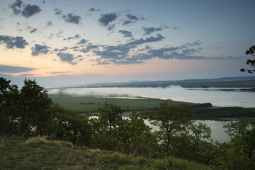 Fototapeta na wymiar The Amur River near the town of Amursk. Khabarovsk region of the Russian Far East.