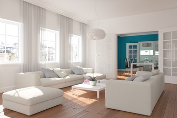 Naklejka na ściany i meble modern bright skandinavian interior design living room