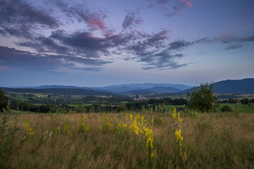 Fototapeta premium Bieszczady, widok na Lutowiska i Bieszczady wysokie