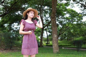 Fototapeta premium a woman in summer travel