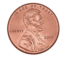 American one cent coin with President Lincoln