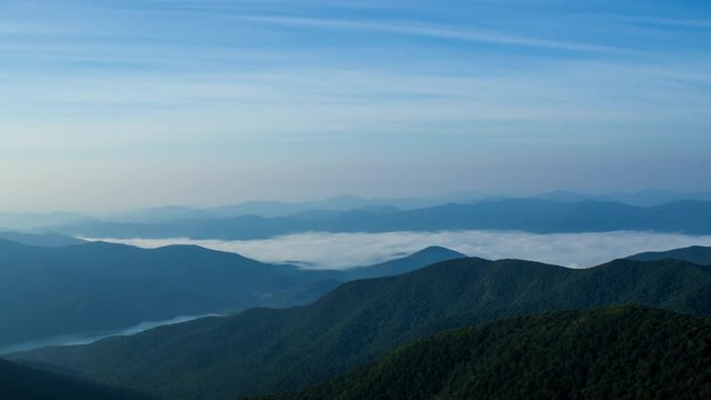 Asheville Mountain Fog Time Lapse Wide