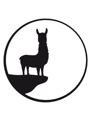 mond nacht sonne kreis rund klippe berg silhouette schwarz umriss lama kamel alpaka südamerika tier clipart