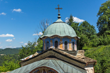 Fototapeta na wymiar buildings of the nineteenth century in Sokolski Monastery Holy Mother's Assumption, Gabrovo region, Bulgaria