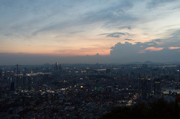 sunset of Seoul city