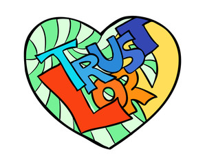Color lettering sticker Heart Trust Lord