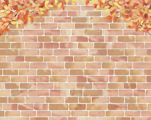 青葉とレンガの背景イラスト Wall Mural Wallpaper Murals Chica 青葉とレンガの背景イラスト Wall Mural Wallpaper Murals Chica