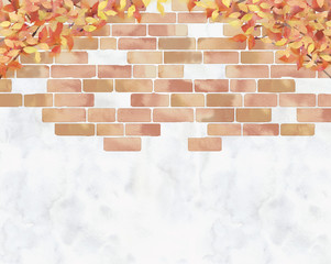 青葉とレンガの背景イラスト Wall Mural Wallpaper Murals Chica 青葉とレンガの背景イラスト Wall Mural Wallpaper Murals Chica
