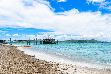 White sand beach with blue sea on KohKham .