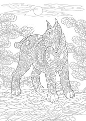 Naklejka premium Coloring Page. Coloring Book. Colouring picture with wildcat. 
