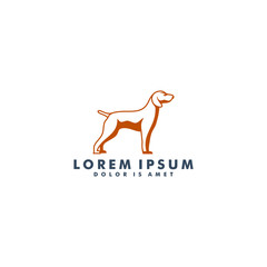 minimalist line art outline dog icon logo template vector illustration