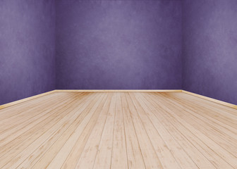 Purple cement wall with Wooden floor