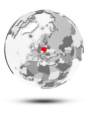 Poland on political globe isolated
