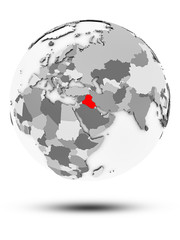 Iraq on political globe isolated