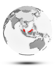 Malaysia on political globe isolated