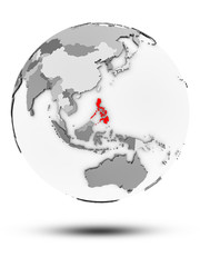 Philippines on political globe isolated