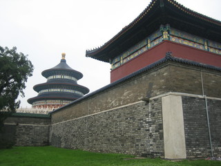 Interior of Forbidden city with temple of heaven in the background